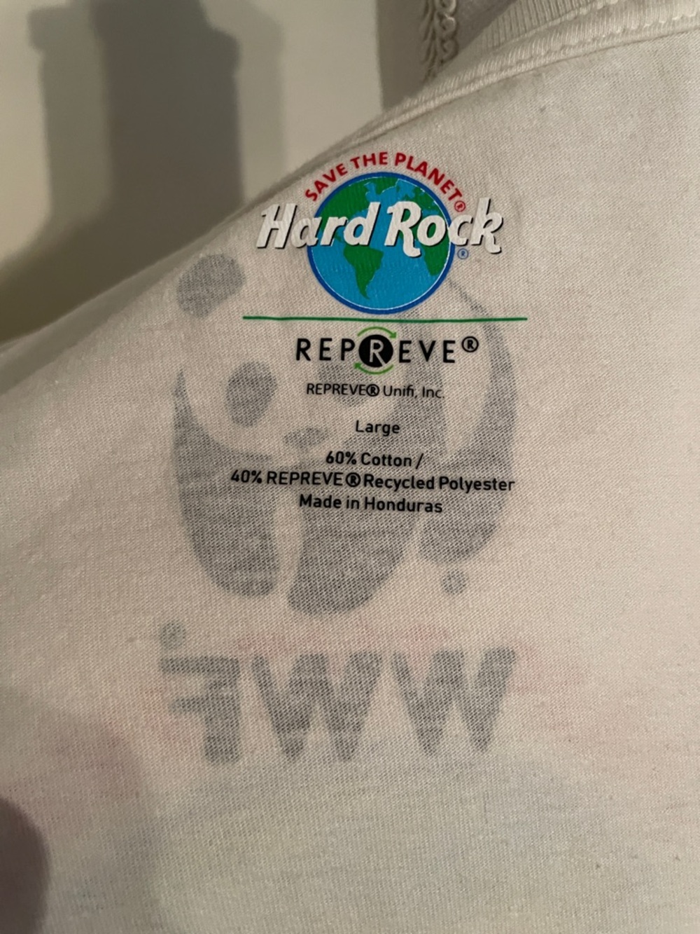 “Hard Rock Cafe” White Fitted Tee with Blue & Green Globe and Red Accent! - Picture 4 of 4